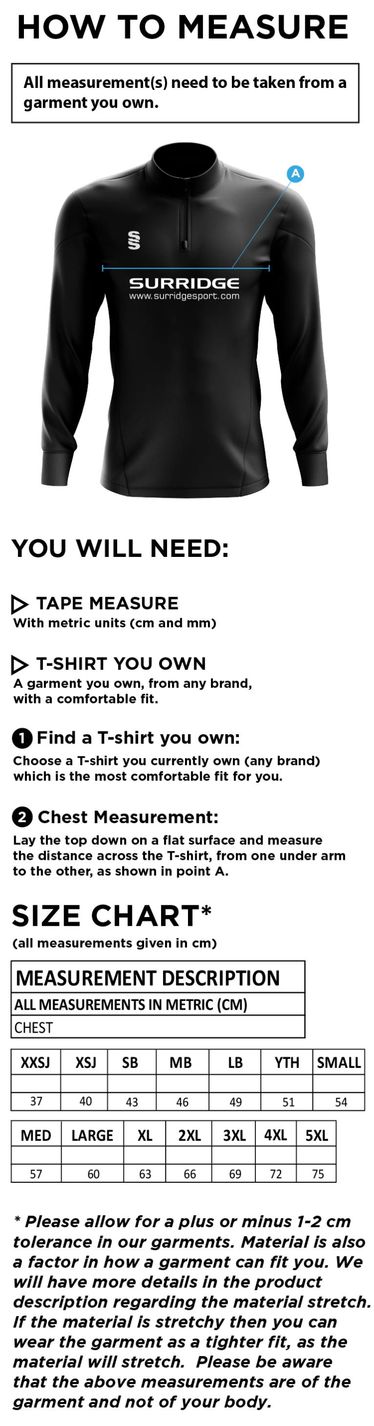 Wherwell CC - Fuse Performance Top - Size Guide