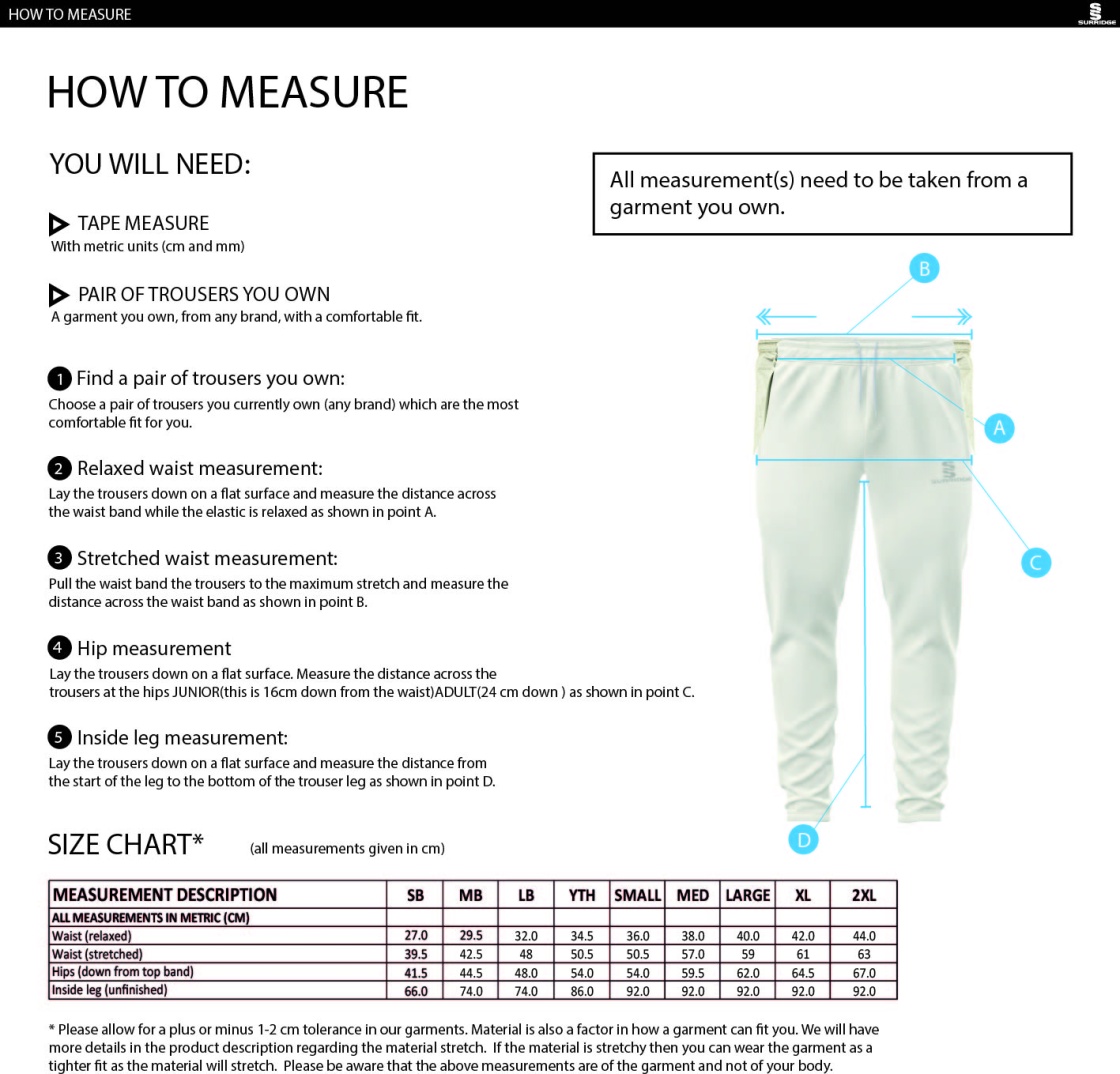 Wherwell CC - Blade Playing Pant - Size Guide