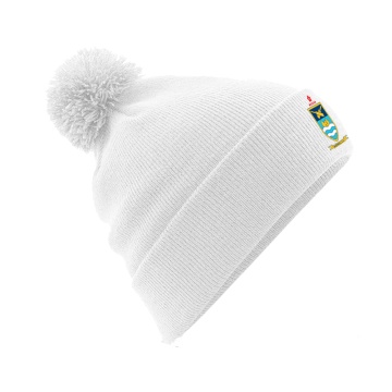 Wherwell CC - Original Pom Pom Beanie : White