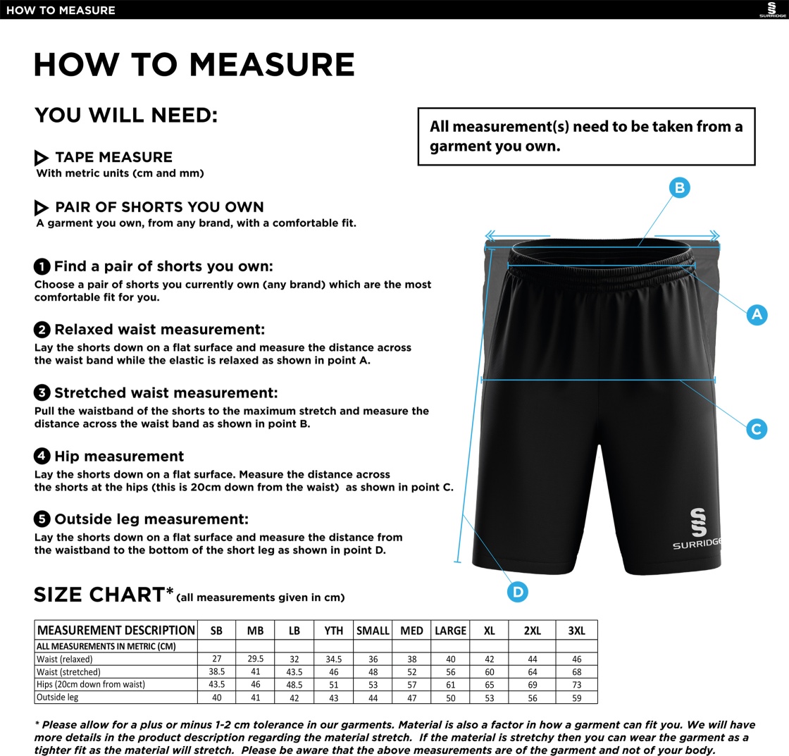 Wherwell CC - Blade Shorts - Size Guide